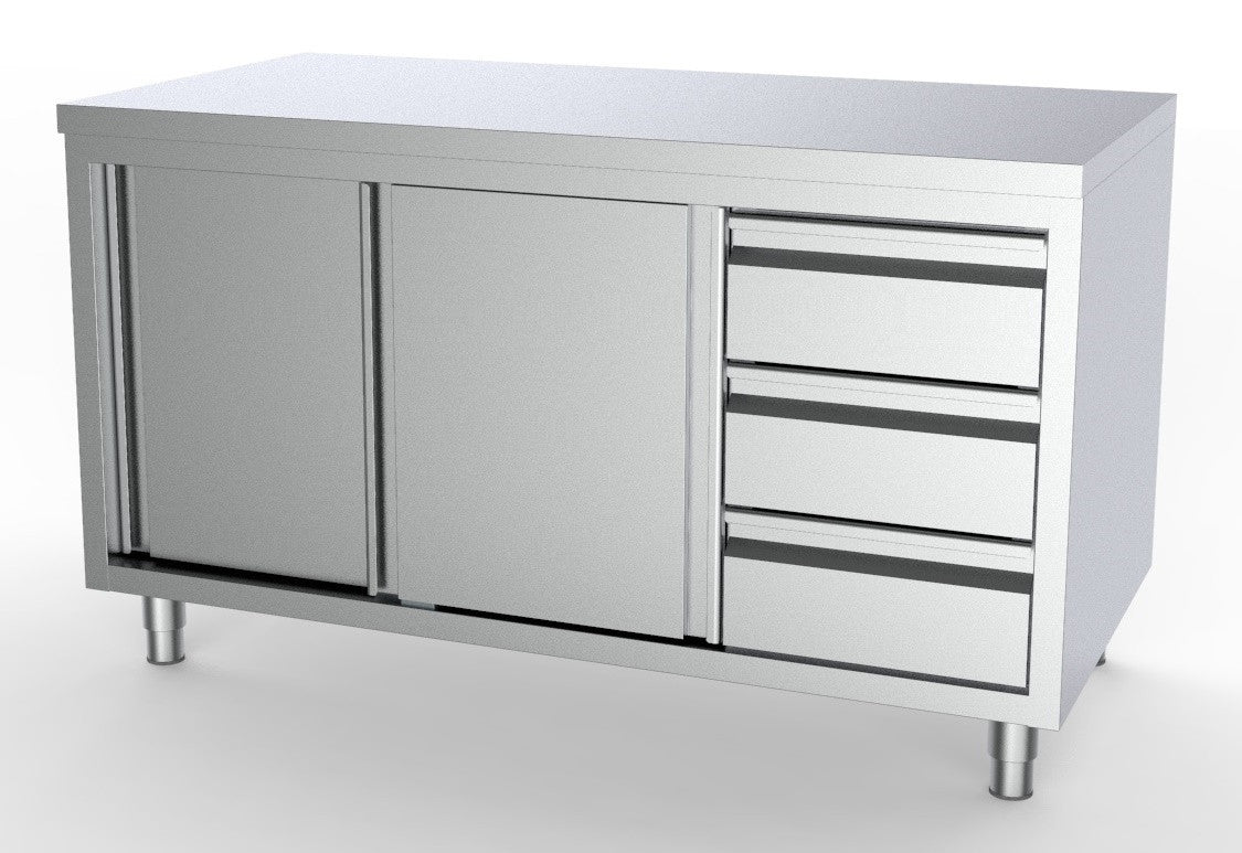 Plan de travail avec tiroirs inox 2000x700x850 mm Combisteel - Meuble bas inox professionnel CHR - matériel cuisine pro - Cuistéo