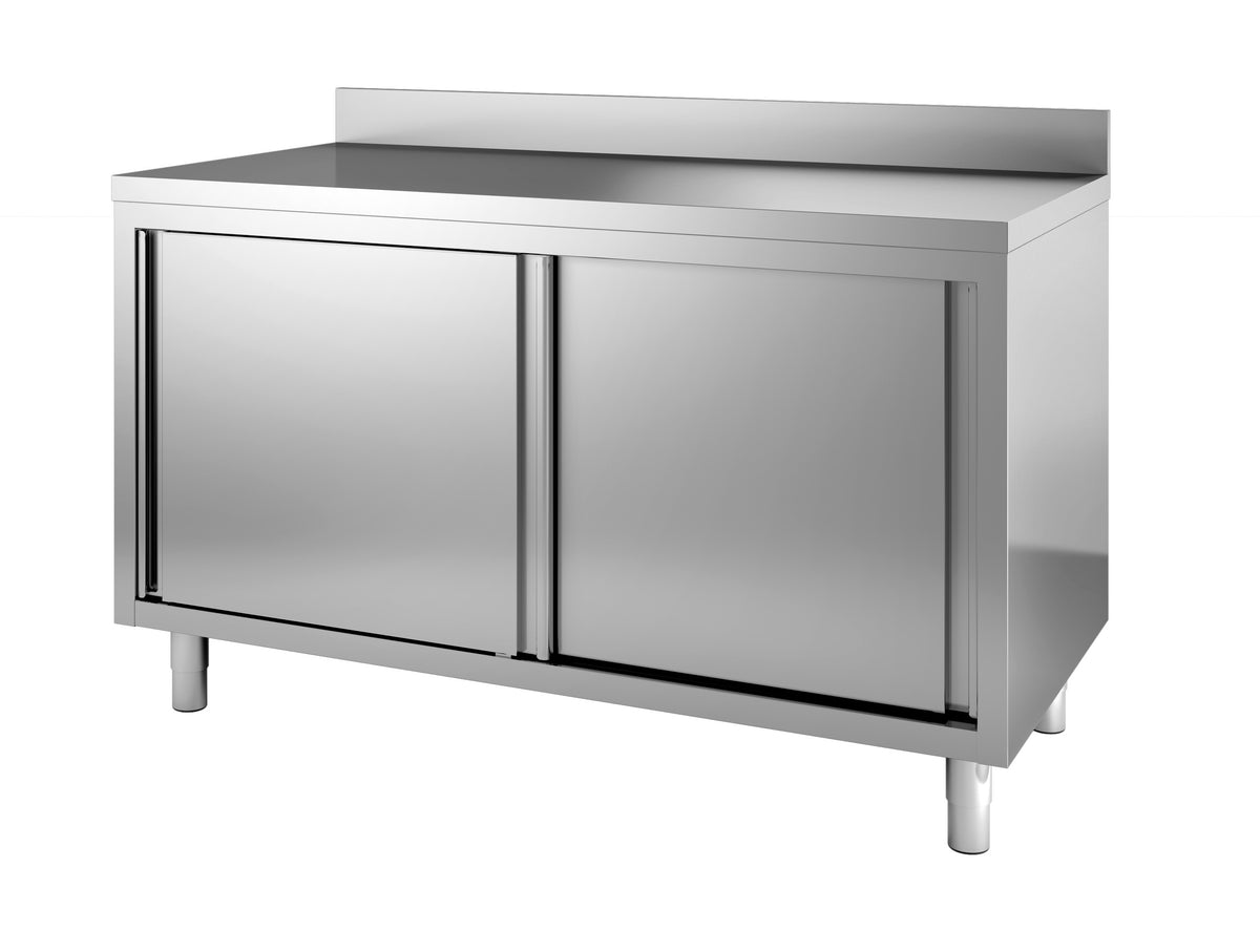 Meuble de travail 2 portes + dosseret 1600mm inox Combisteel - Meuble bas inox professionnel CHR - matériel cuisine pro - Cuistéo