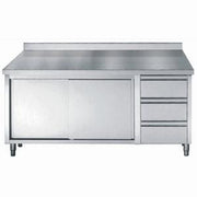Plan travail crédence portes - tiroirs 2000mm inox Combisteel - Meuble bas inox professionnel CHR - matériel cuisine pro - Cuistéo