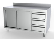 Plan de travail tiroirs à droite avec bord inox 2000x700x850 mm Combisteel - Meuble bas inox professionnel CHR - matériel cuisine pro - Cuistéo