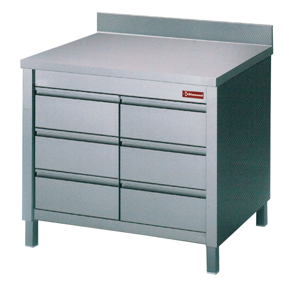 Table sur armoire 6 tiroirs GN 1 / 1 - Diamond