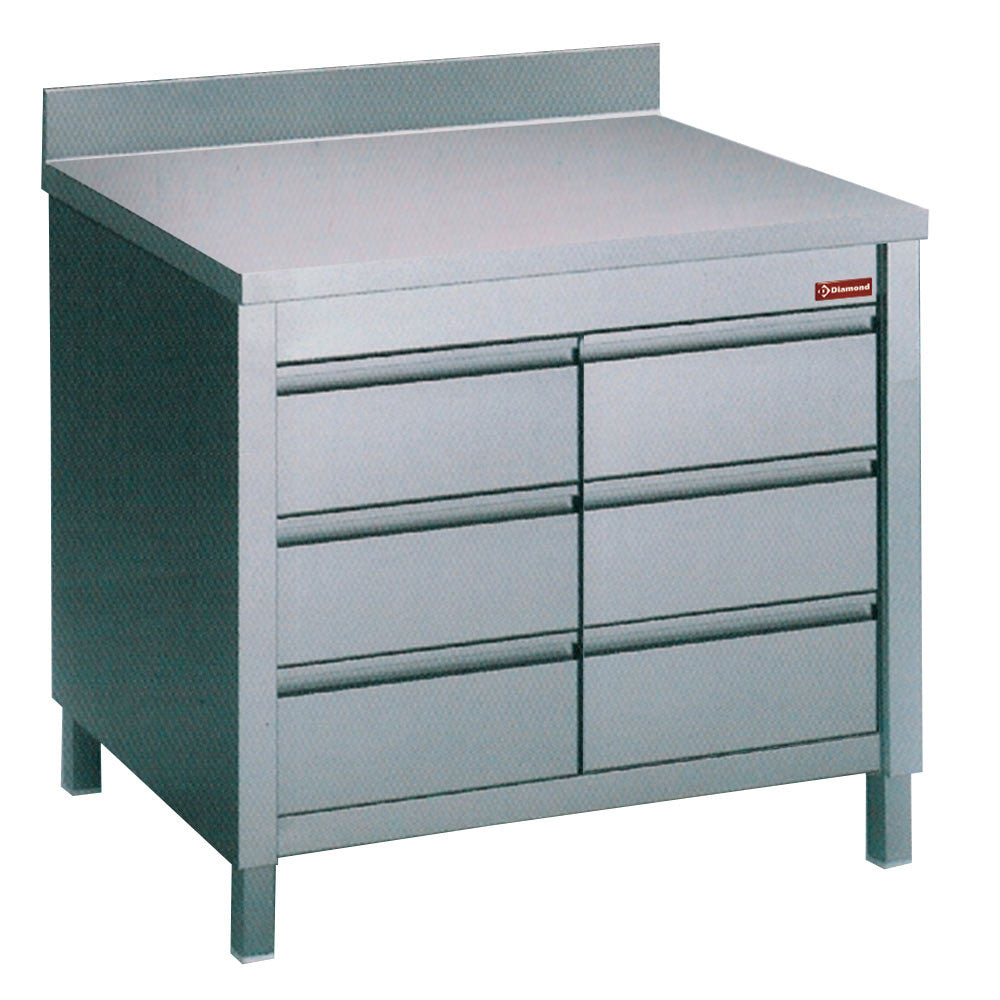Table sur armoire avec 6 tiroirs GN 1 / 1 - Diamond