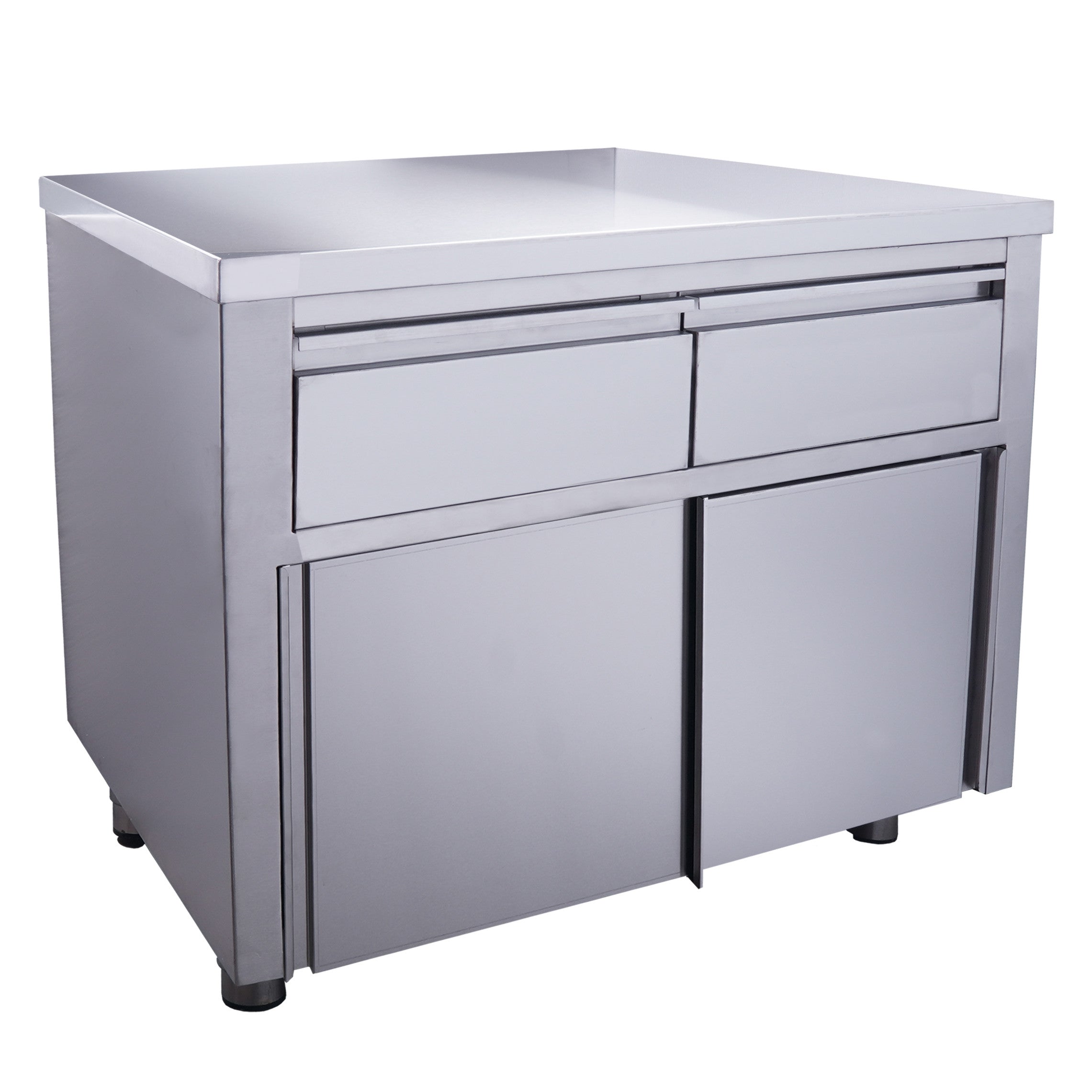 Armoire inox - 1000x700x850mm - 2 tiroirs - Porte coulissante - Sans dosseret Saro - Meuble bas inox professionnel CHR - matériel cuisine pro - Cuistéo
