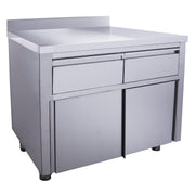 Armoire inox - 1000x700x850mm - 2 tiroirs - Porte coulissante - Dosseret Saro - Meuble bas inox professionnel CHR - matériel cuisine pro - Cuistéo
