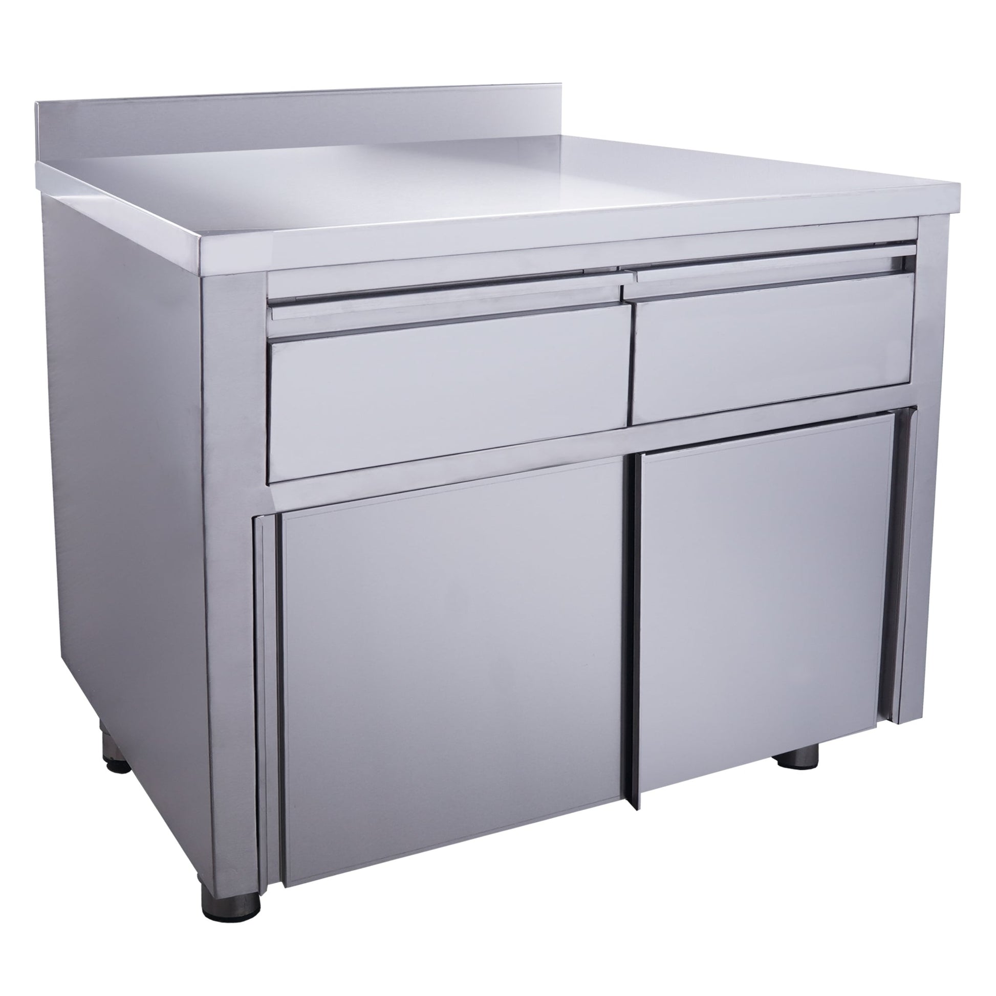 Armoire inox - 1000x700x850mm - 2 tiroirs - Porte coulissante - Dosseret Saro - Meuble bas inox professionnel CHR - matériel cuisine pro - Cuistéo