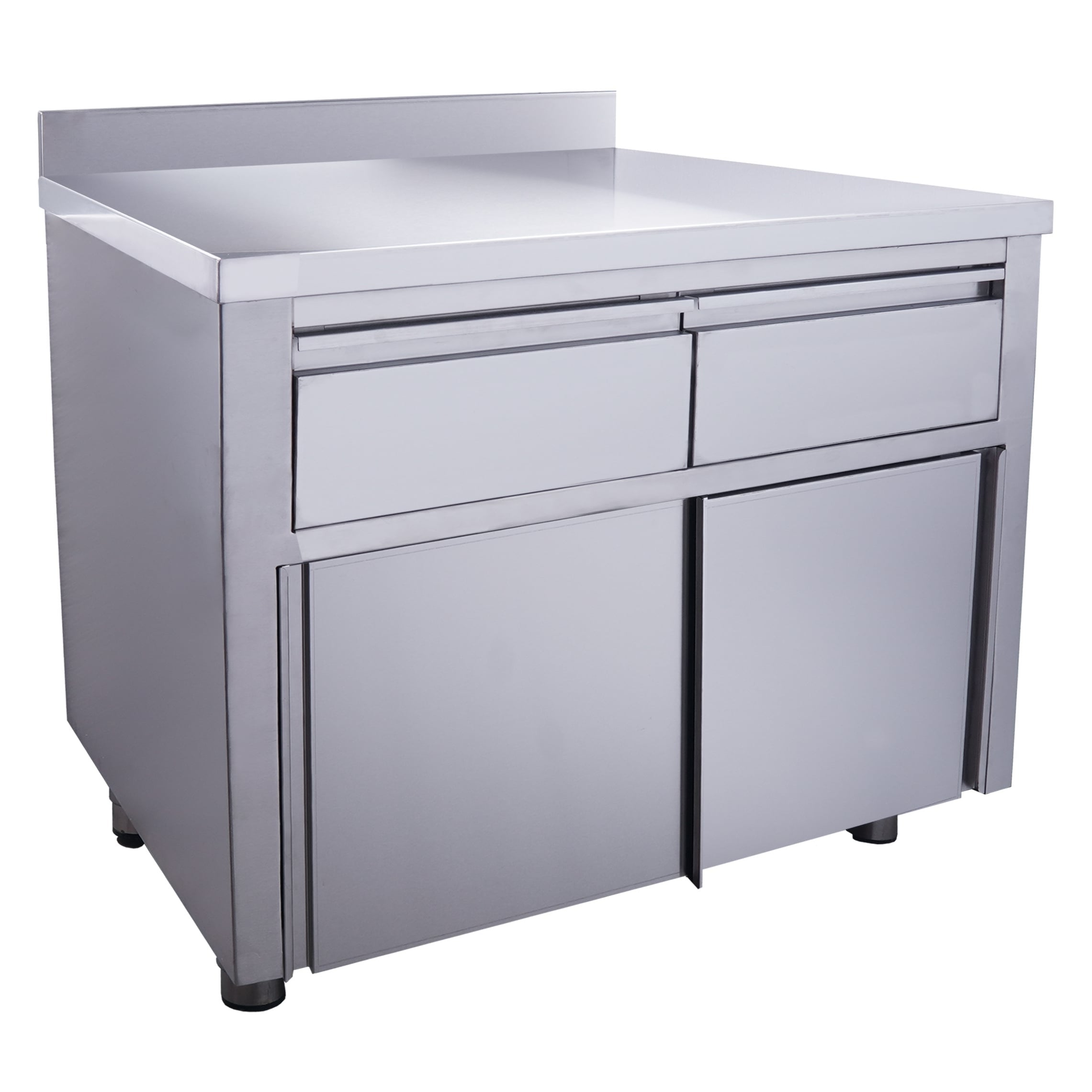 Armoire inox - 1000x700x850mm - 2 tiroirs - Porte coulissante - Dosseret Saro - Meuble bas inox professionnel CHR - matériel cuisine pro - Cuistéo