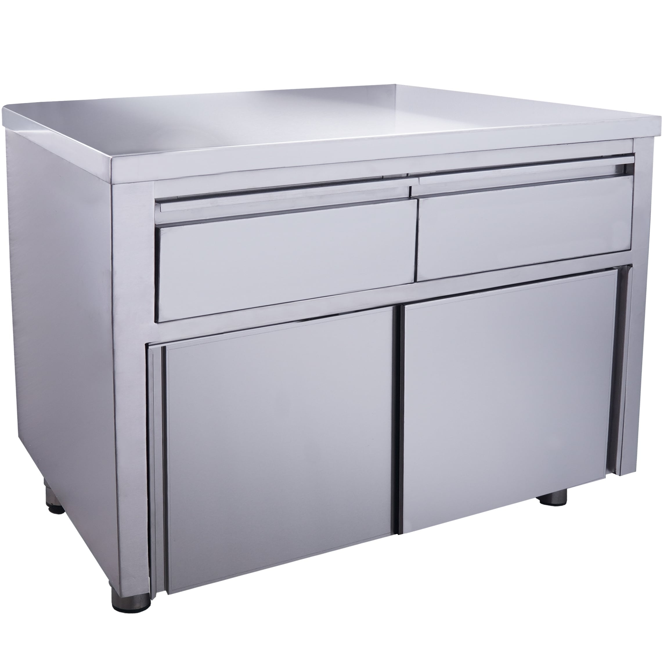 Armoire inox - 1200x700x850mm - 2 tiroirs - Porte coulissante - Sans dosseret Saro - Meuble bas inox professionnel CHR - matériel cuisine pro - Cuistéo