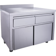 Armoire inox - 1200x700x850mm - 2 tiroirs - Porte coulissante - Dosseret Saro - Meuble bas inox professionnel CHR - matériel cuisine pro - Cuistéo