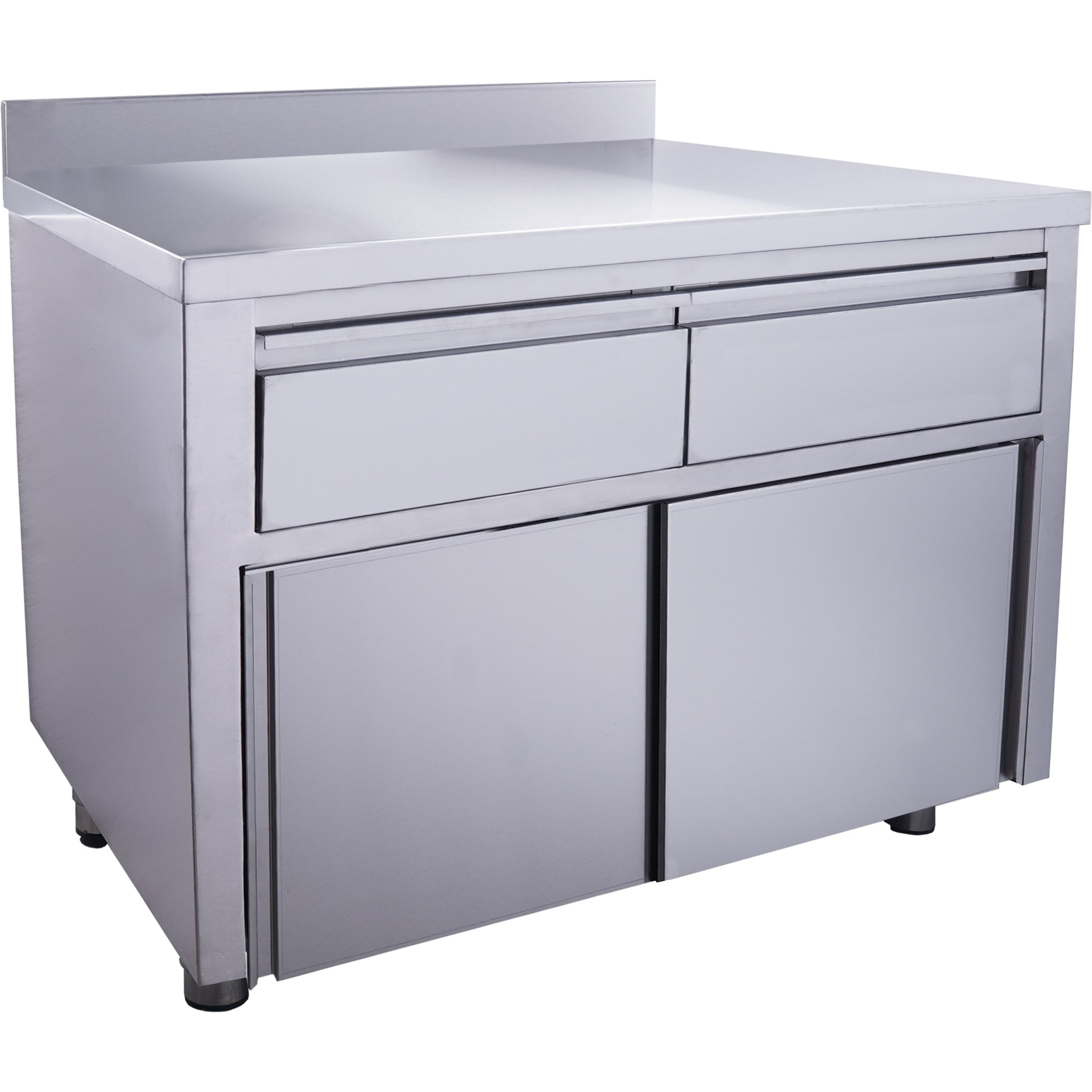 Armoire inox - 1200x700x850mm - 2 tiroirs - Porte coulissante - Dosseret Saro - Meuble bas inox professionnel CHR - matériel cuisine pro - Cuistéo