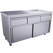 Armoire inox - 1600x700x850mm - 3 tiroirs - Porte coulissante - Sans dosseret Saro - Meuble bas inox professionnel CHR - matériel cuisine pro - Cuistéo