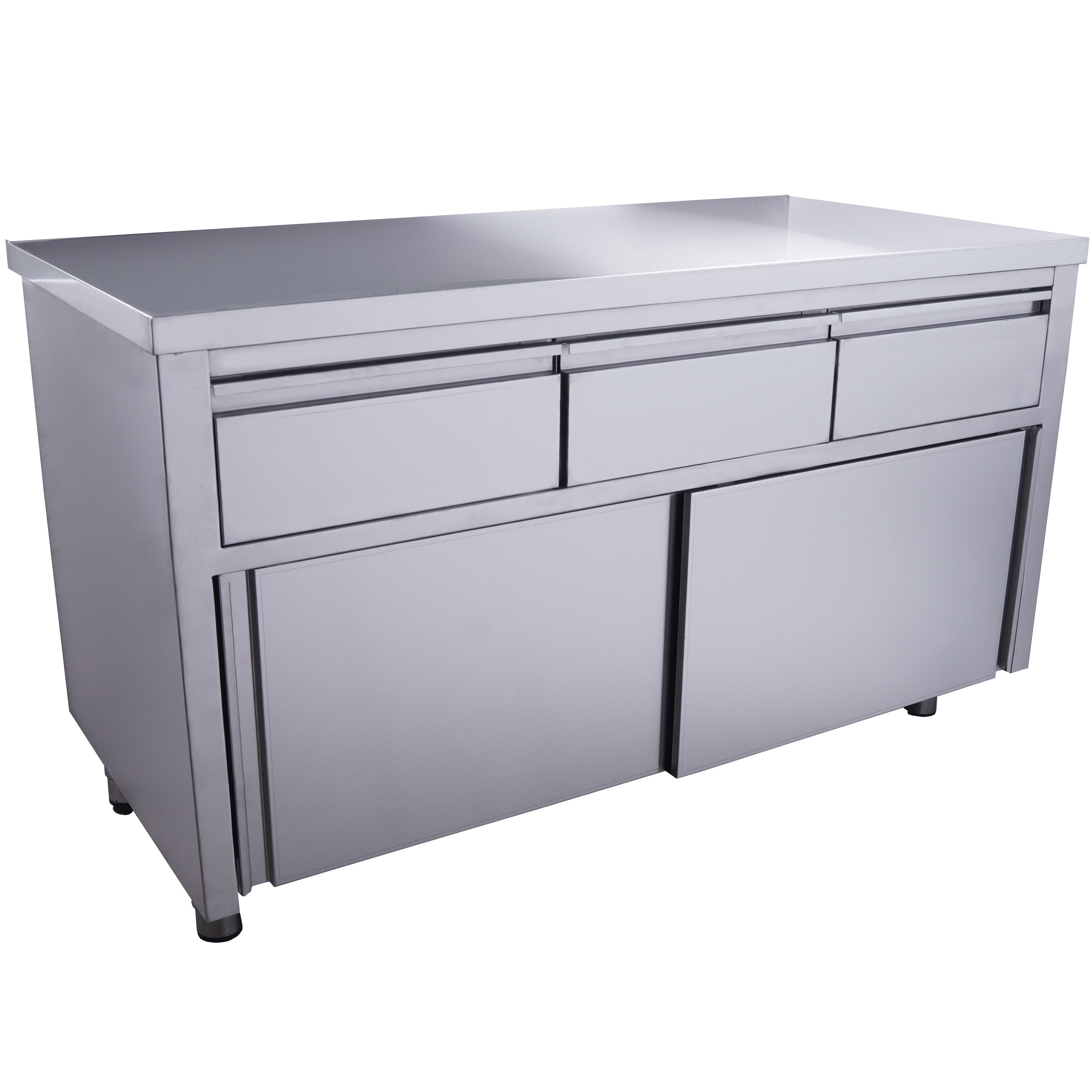 Armoire inox - 1600x700x850mm - 3 tiroirs - Porte coulissante - Sans dosseret Saro - Meuble bas inox professionnel CHR - matériel cuisine pro - Cuistéo