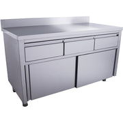 Armoire inox - 1600x700x850mm - 3 tiroirs - Porte coulissante - Dosseret Saro - Meuble bas inox professionnel CHR - matériel cuisine pro - Cuistéo