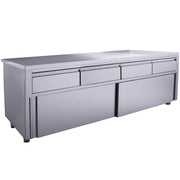 Armoire inox - 1800x700x850mm - 4 tiroirs - Porte coulissante - Sans dosseret Saro - Meuble bas inox professionnel CHR - matériel cuisine pro - Cuistéo
