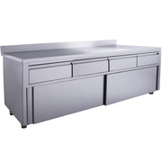 Armoire inox - 1800x700x850mm - 4 tiroirs - Porte coulissante - Dosseret Saro - Meuble bas inox professionnel CHR - matériel cuisine pro - Cuistéo
