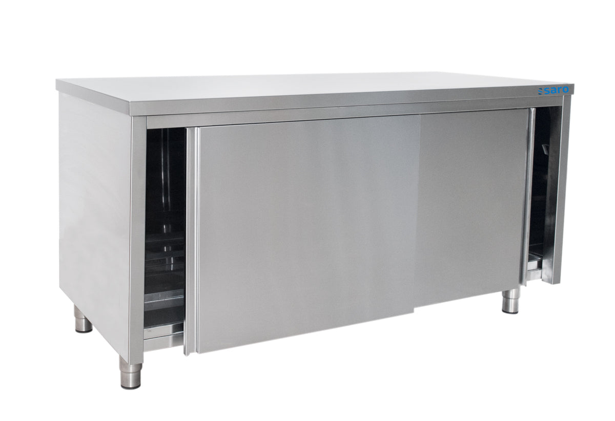 Armoire inox - 1600x600x850mm - Porte coulissante - Étagère réglable Saro - Meuble bas inox professionnel CHR - matériel cuisine pro - Cuistéo