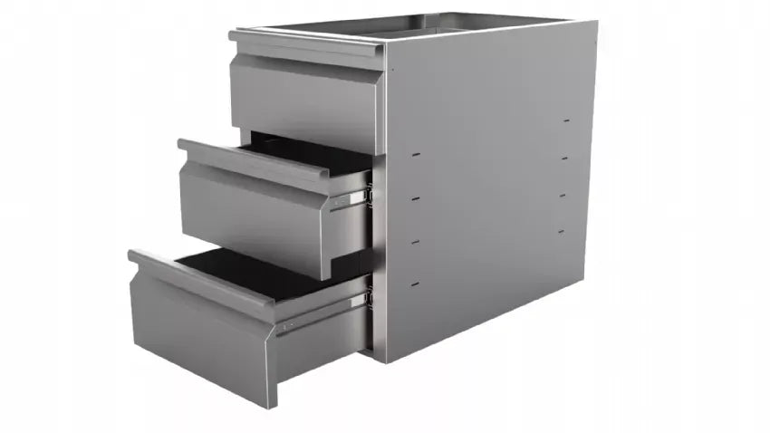 Bloc de tiroirs 1/3 monobloc soft closing 400x585x190 mm Combisteel - vue 2 - Table inox avec étagère pro CHR - Cuistéo