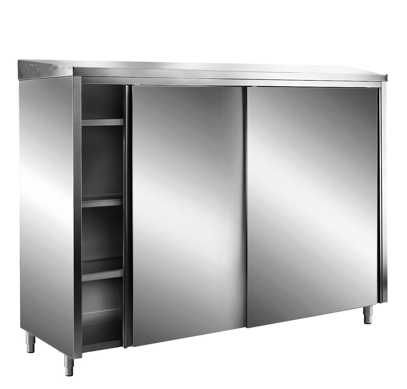 Armoire Inox - 1400x600x2140mm - Portes Coulissantes - Toit Incliné - AISI 430 Saro - Armoire réfrigérée professionnel CHR - matériel cuisine pro - Cuistéo