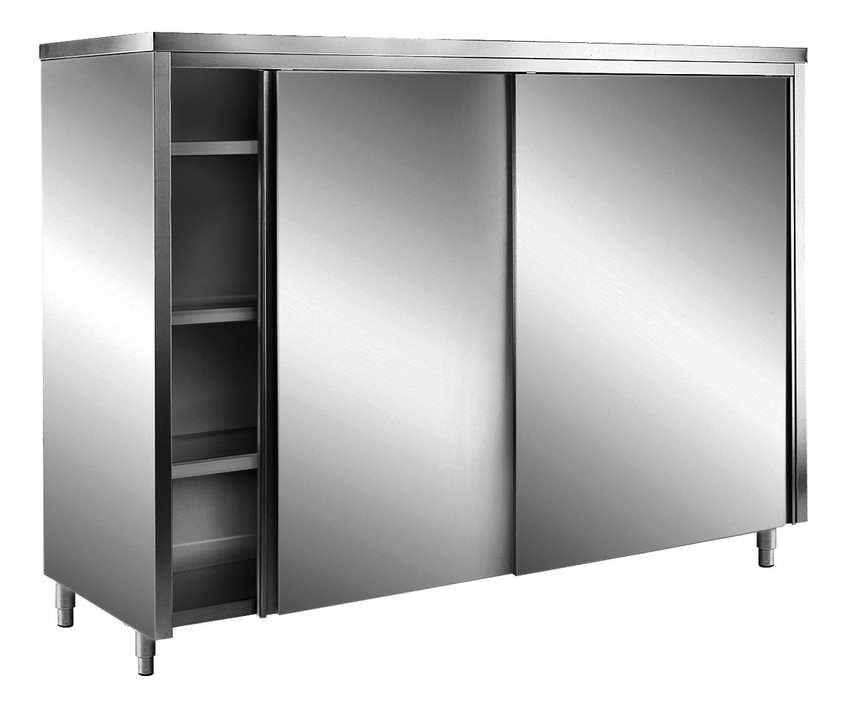 Armoire Inox - 1000x700x2000mm - Portes Coulissantes - Toit Plat - AISI 430 Saro - Armoire réfrigérée professionnel CHR - matériel cuisine pro - Cuistéo