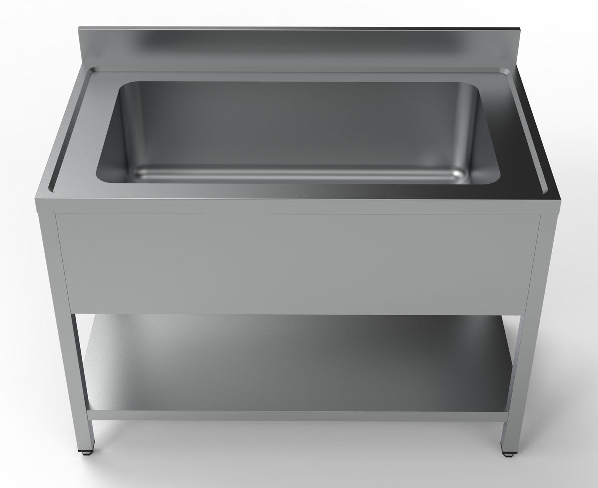 Bloc-évier 1200 960x700x300 mm Combisteel - vue 2 - Table inox avec étagère pro CHR - Cuistéo
