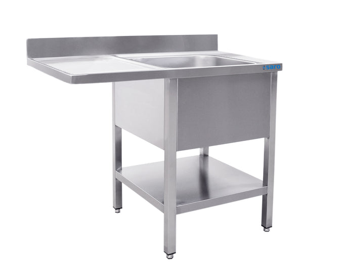 Station Évier - 1200x700x850mm - 1 Bac Droite - Étagère Drainage - Dosseret inox Saro - Table inox avec étagère professionnel CHR - matériel cuisine pro - Cuistéo