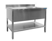 Évier Inox - 1000x700x850mm - 1 Bac Droite - Sans Étagère - Dosseret Saro - Table inox avec étagère professionnel CHR - matériel cuisine pro - Cuistéo