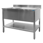 Évier Inox - 1200x600x850mm - 1 Bac Gauche - Sans Étagère - Dosseret Saro - Table inox avec étagère professionnel CHR - matériel cuisine pro - Cuistéo