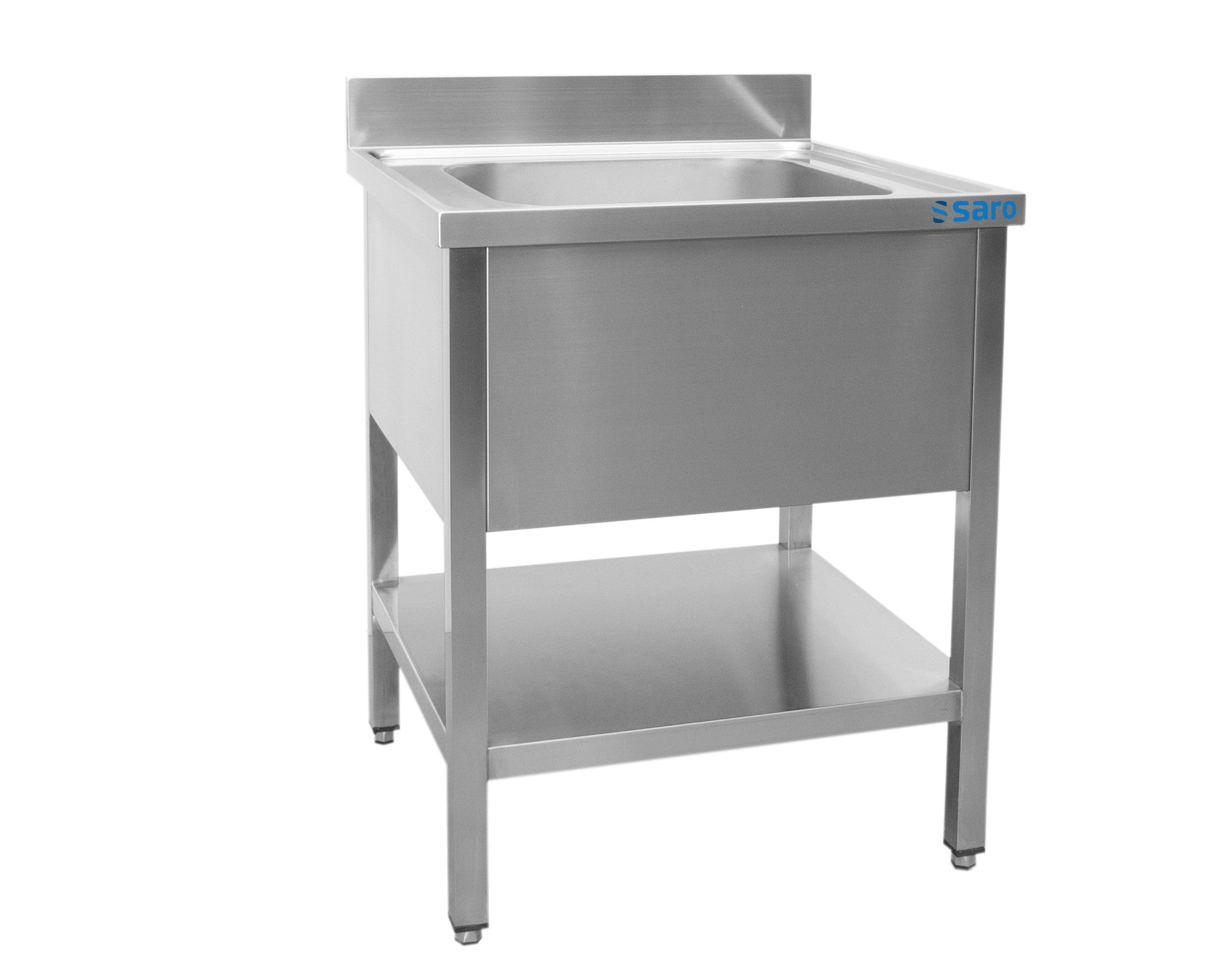 Évier Inox - 700x600x850mm - 1 Bac Central - Étagère Basse - Dosseret Saro - Table inox avec étagère professionnel CHR - matériel cuisine pro - Cuistéo