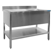 Évier Inox - 1800x600x850mm - 1 Bac Droite - Sans Étagère - Dosseret Saro - Table inox avec étagère professionnel CHR - matériel cuisine pro - Cuistéo
