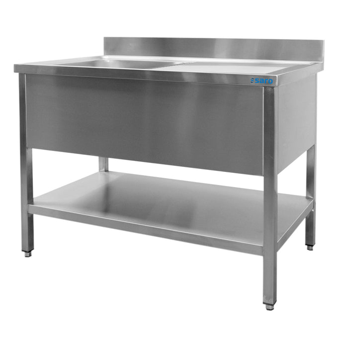 Évier Inox - 1600x600x850mm - 1 Bac Gauche - Sans Étagère - Dosseret Saro - Table inox avec étagère professionnel CHR - matériel cuisine pro - Cuistéo