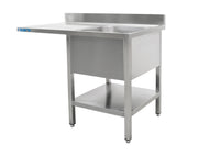 Station Évier - 1200x600x850mm - 1 Bac Droite - Étagère Drainage - Dosseret inox Saro - Table inox avec étagère professionnel CHR - matériel cuisine pro - Cuistéo