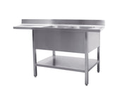 Station Évier - 1600x700x850mm - 2 Bacs Droite - Étagère Drainage - Dosseret inox Saro - Table inox avec étagère professionnel CHR - matériel cuisine pro - Cuistéo