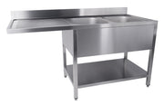 700 bloc-évier étagère lave-vaisselle démontable 2 à droite 1600 inox 400x700x300 mm Combisteel - Plonge inox lave-vaisselle professionnel CHR - matériel cuisine pro - Cuistéo