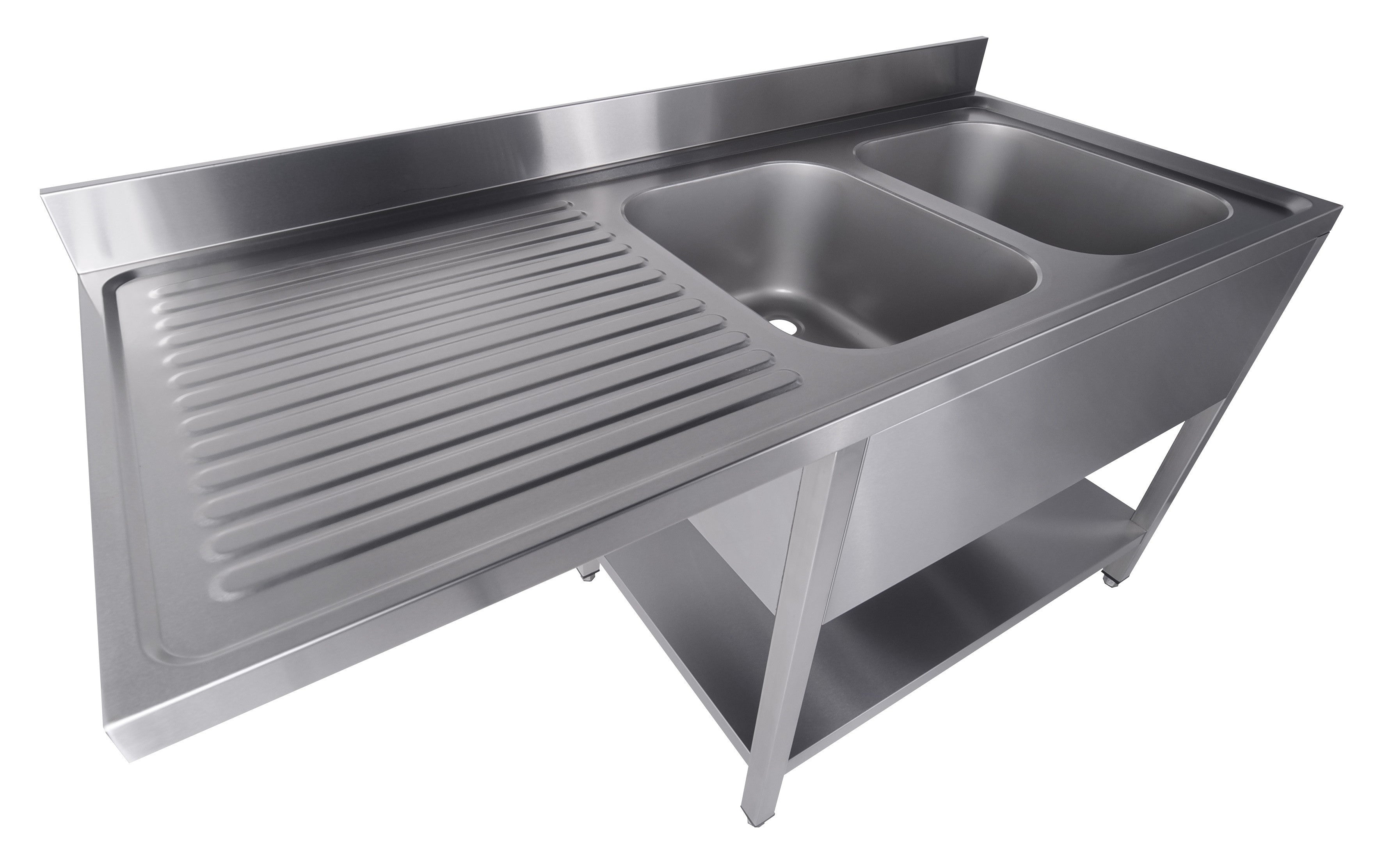 700 bloc-évier étagère lave-vaisselle démontable 2 à droite 1600 inox 400x700x300 mm Combisteel - vue 2 - Plonge inox lave-vaisselle pro CHR - Cuistéo
