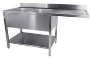 700 bloc-évier étagère lave-vaisselle démontable 2 à gauche 1600 inox 400x700x300 mm Combisteel - Plonge inox lave-vaisselle professionnel CHR - matériel cuisine pro - Cuistéo