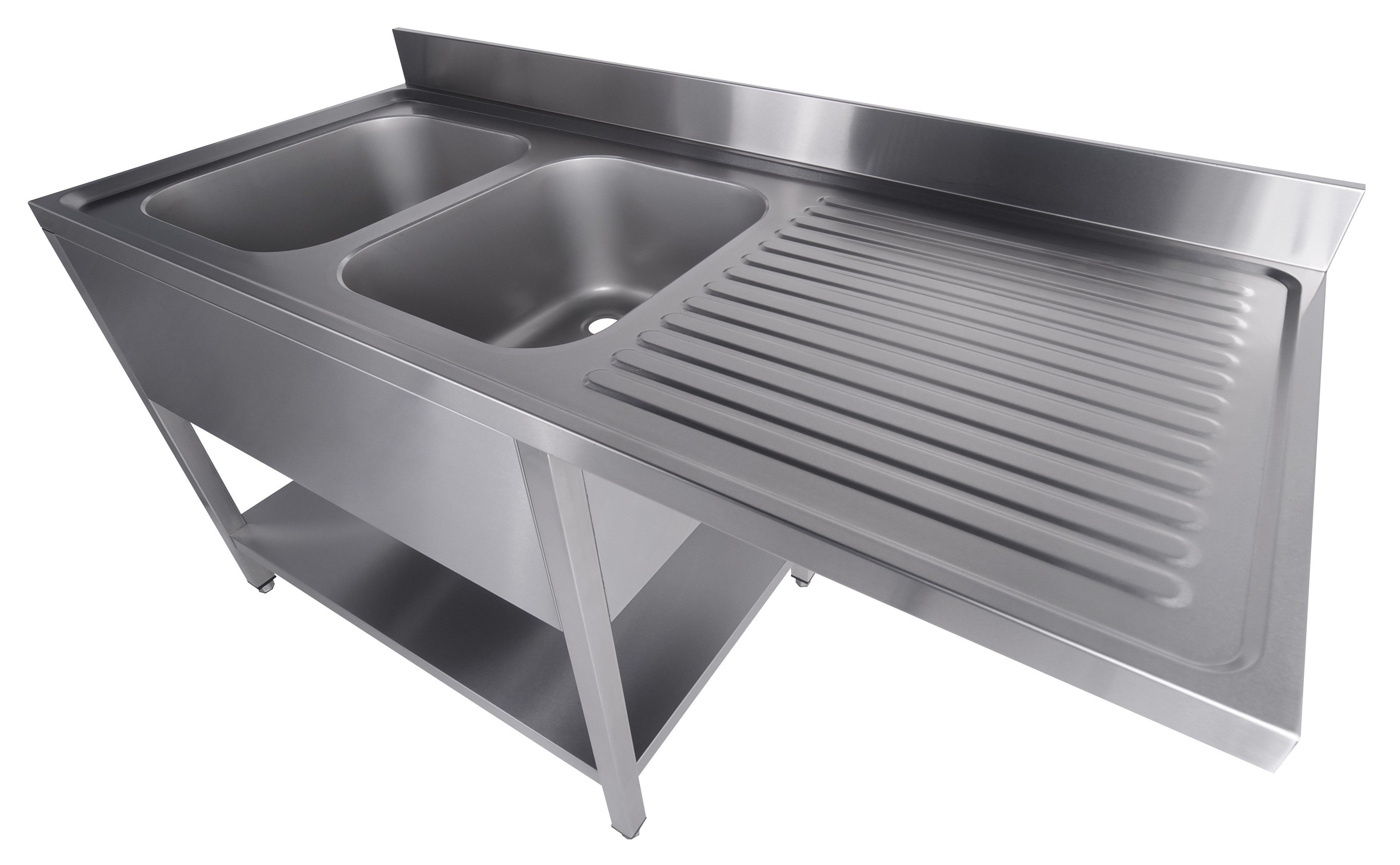 700 bloc-évier étagère lave-vaisselle démontable 2 à gauche 1600 inox 400x700x300 mm Combisteel - vue 2 - Plonge inox lave-vaisselle pro CHR - Cuistéo