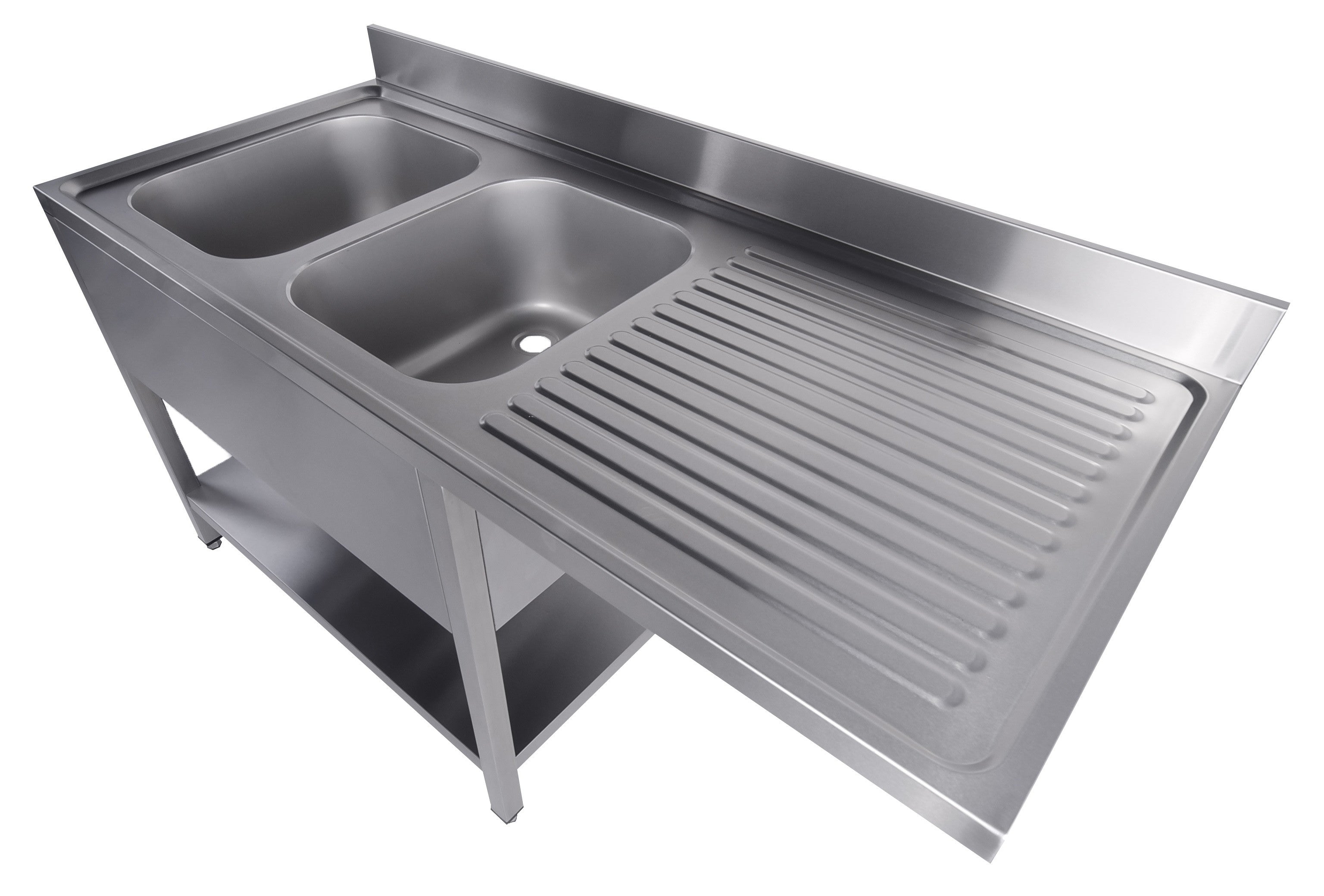 700 bloc-évier étagère lave-vaisselle démontable 2 à gauche 1600 inox 400x700x300 mm Combisteel - vue 3 - Plonge inox lave-vaisselle pro CHR - Cuistéo