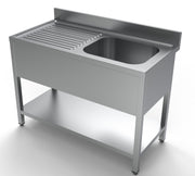 Plonge avec étagère bac à droite 1200x600 inox Combisteel - Table inox avec étagère professionnel CHR - matériel cuisine pro - Cuistéo