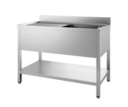 Bloc évier 2 droite étagère démontable 2000 inox 500x600x250 mm Combisteel - Table inox avec étagère professionnel CHR - matériel cuisine pro - Cuistéo