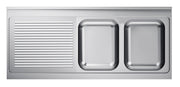 Evier 2 à droite inox 2000x 600 mm Combisteel - Table inox avec étagère professionnel CHR - matériel cuisine pro - Cuistéo