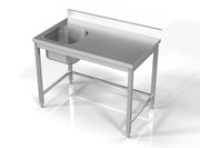 Bloc ouvert évier à gauche 1200x700 Combisteel - Table inox avec étagère professionnel CHR - matériel cuisine pro - Cuistéo