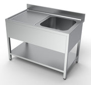 Bloc évier étagère bac à droite 1200x700 inox Combisteel - Table inox avec étagère professionnel CHR - matériel cuisine pro - Cuistéo