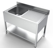 Bloc évier étagère bac à gauche 1200x700 inox Combisteel - Table inox avec étagère professionnel CHR - matériel cuisine pro - Cuistéo