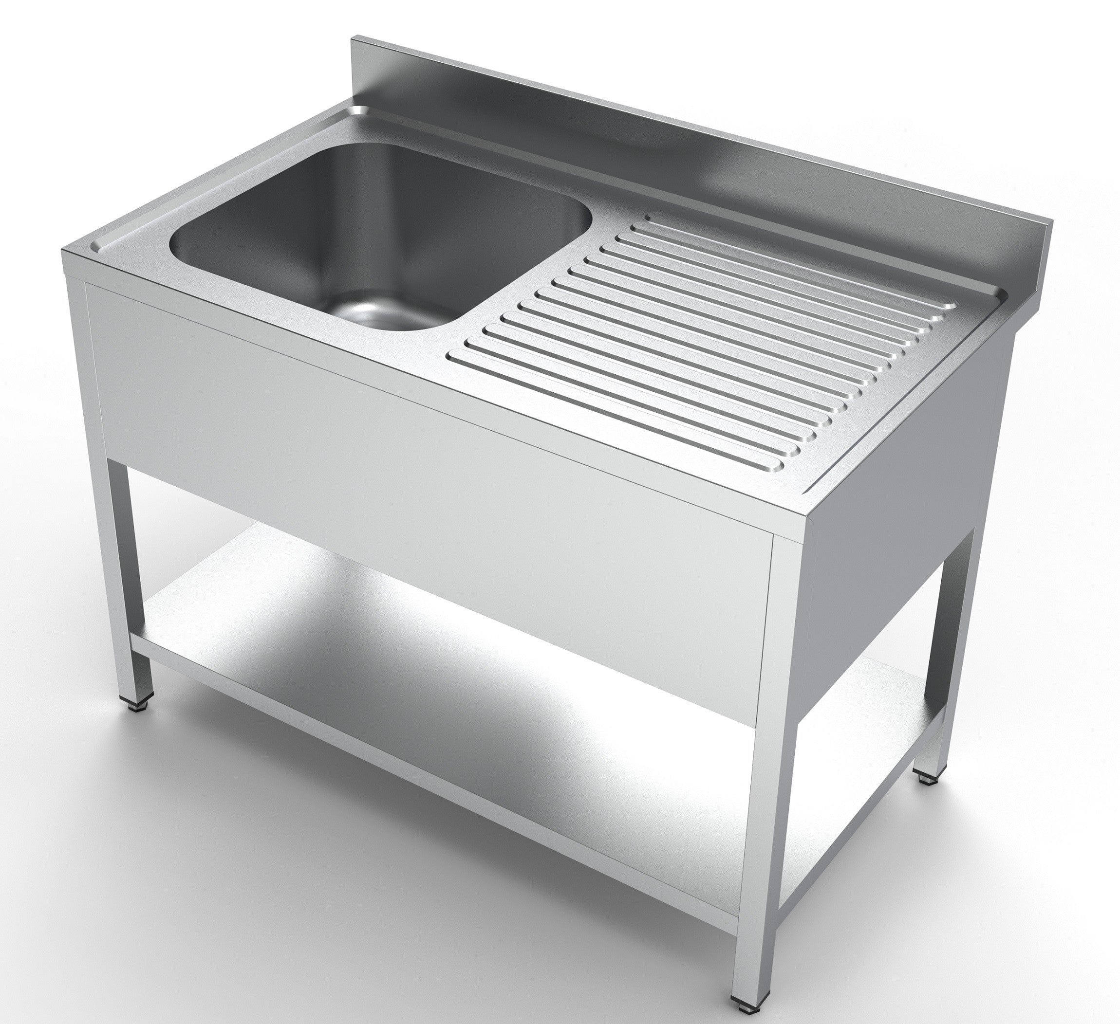 Bloc évier étagère bac à gauche 1200x700 inox Combisteel - Table inox avec étagère professionnel CHR - matériel cuisine pro - Cuistéo