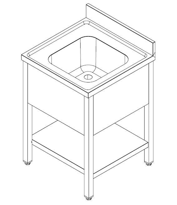 Bloc évier étagère démontable 700X700 inox Combisteel - vue 2 - Lave-vaisselle pro CHR - Cuistéo