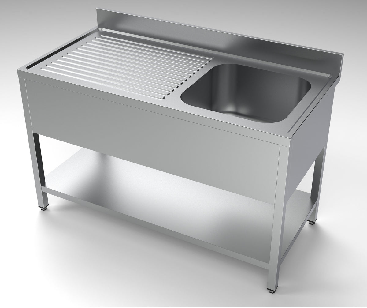 Bloc-évier droit avec étagère inox 600x700x320 mm Combisteel - Table inox avec étagère professionnel CHR - matériel cuisine pro - Cuistéo