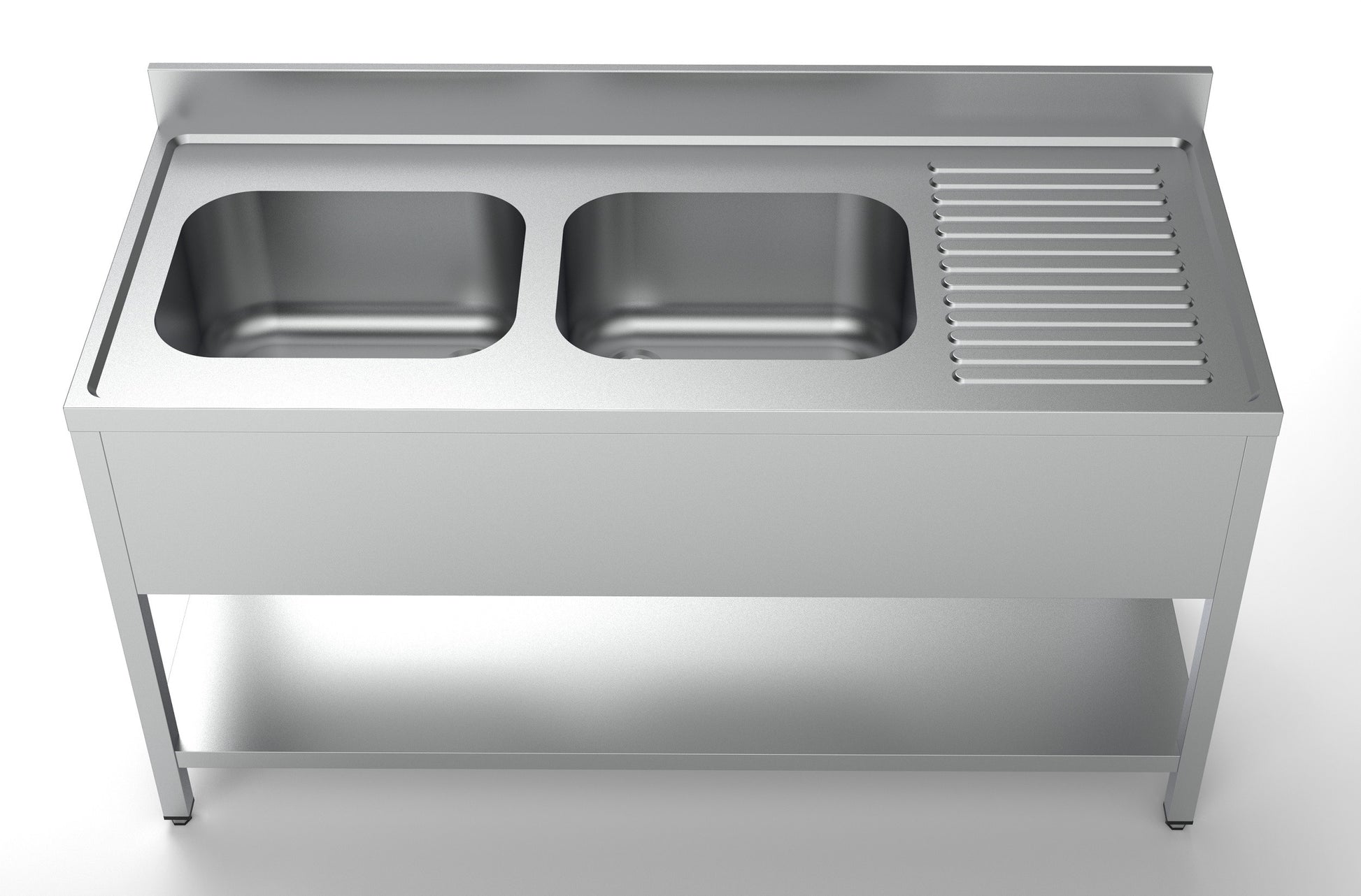 Bloc-évier étagère 2 à gauche inox 400x700x250 mm Combisteel - vue 2 - Table inox avec étagère pro CHR - Cuistéo