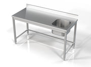 Bloc ouvert évier à droite 1600x700 Combisteel - Table inox avec étagère professionnel CHR - matériel cuisine pro - Cuistéo