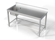 Bloc ouvert évier à gauche -1600x700 Combisteel - Table inox avec étagère professionnel CHR - matériel cuisine pro - Cuistéo