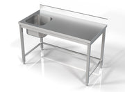 Bloc ouvert évier à gauche -1400 x700 Combisteel - Table inox avec étagère professionnel CHR - matériel cuisine pro - Cuistéo