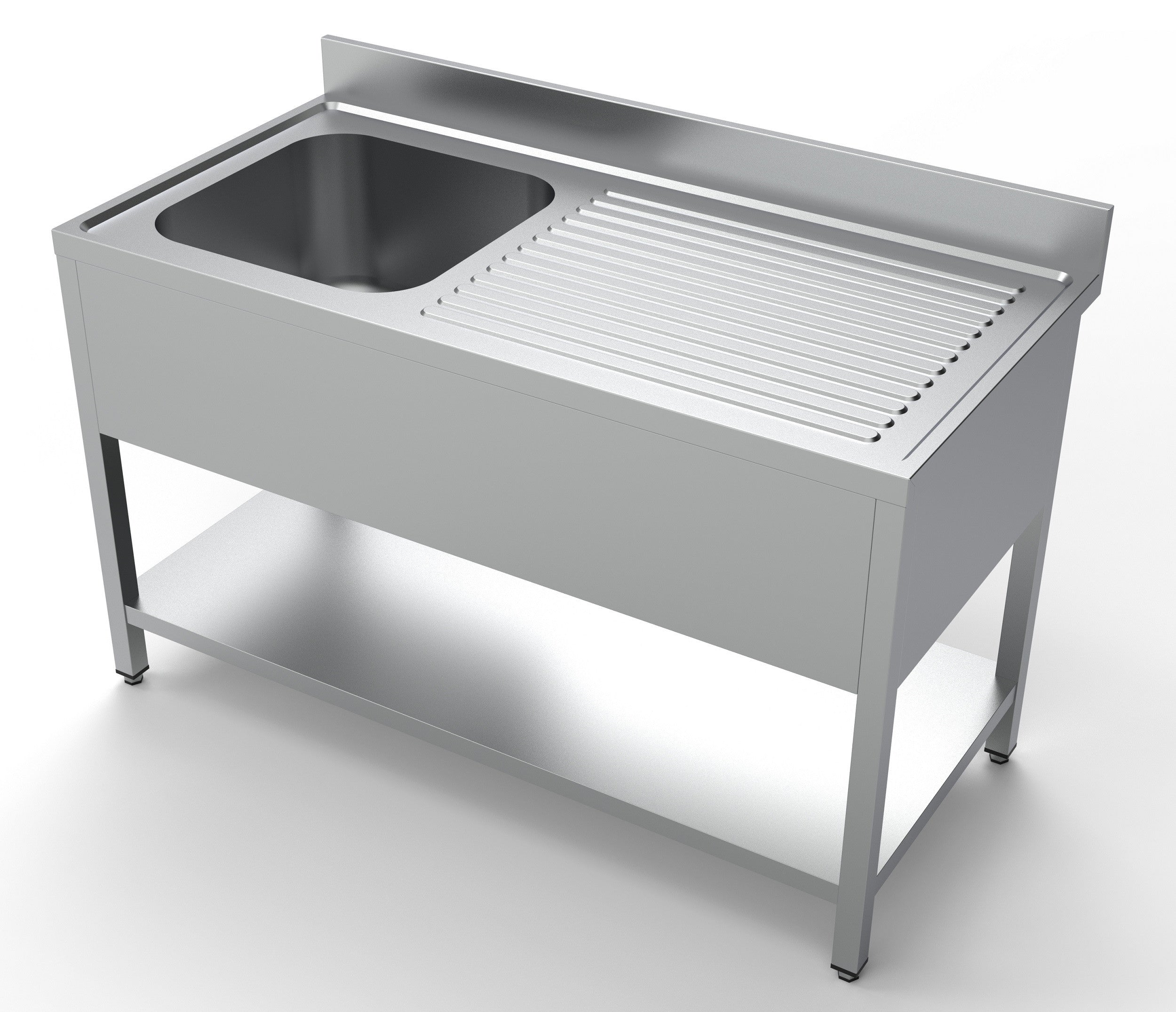 Plonge évier à gauche avec étagère inox 600x700x320 mm Combisteel - Table inox avec étagère professionnel CHR - matériel cuisine pro - Cuistéo
